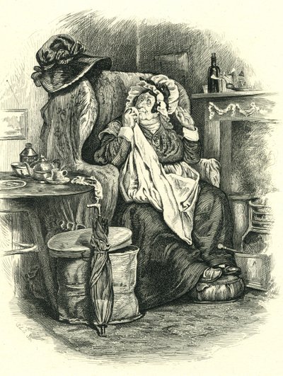 Martin Chuzzlewit: Mrs Gamp, grabado por Stephen Alonzo Schoff (1818-1904) de Unbekannt Unbekannt